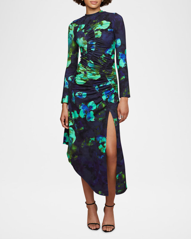 Bubble Coral Milani Printed Midi Dress